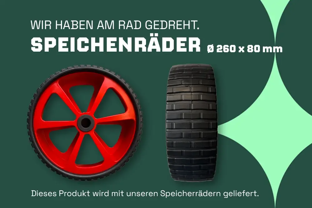 Schäper Speichenrad  Ø 260 x 80 mm, rot mit schwarzer Lauffläche